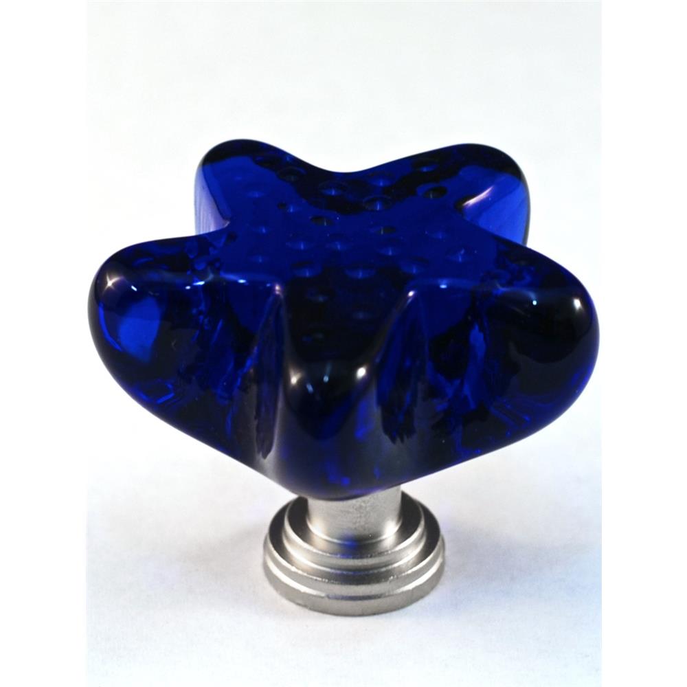 Cal Crystal ARTX S4B STARFISH BLUE KNOB in Satin Nickel